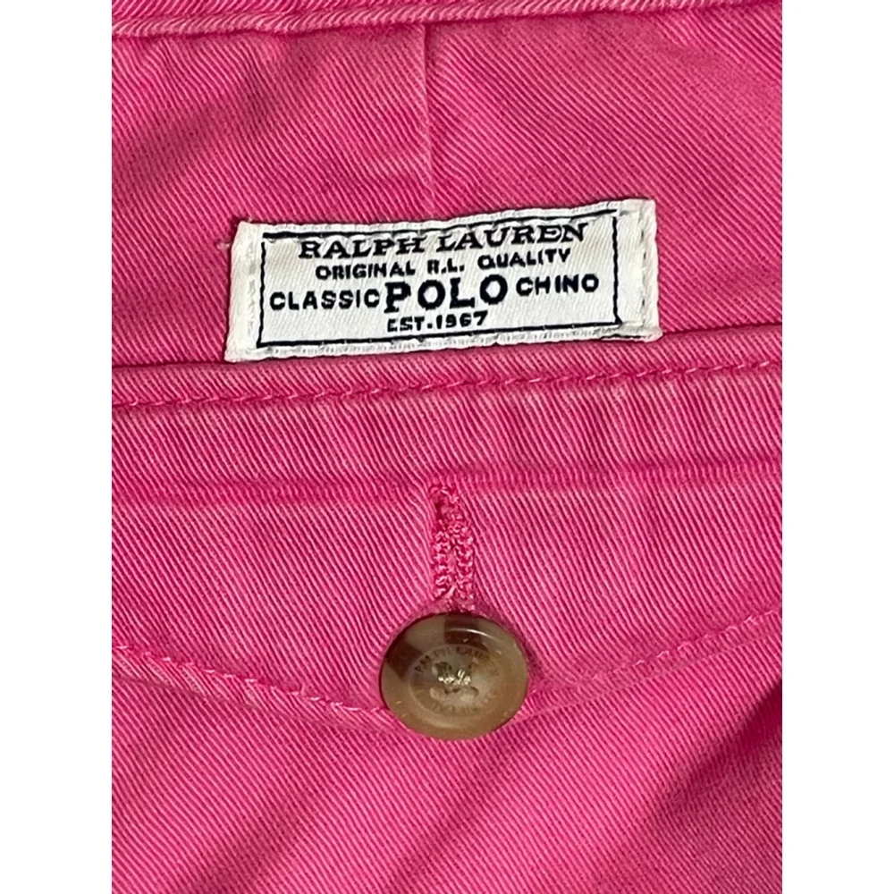 Girls Ralph Lauren Pink Classic Polo Chino Shorts Size 14 Y2K